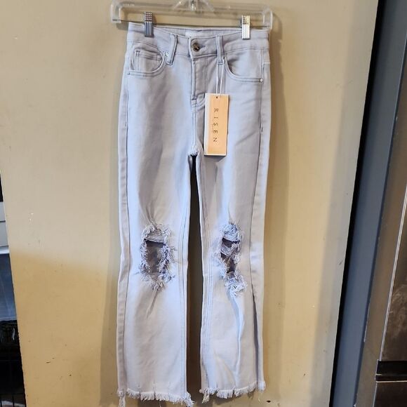 Risen Jeans Nwt Size 24 Light Blue Distressed Women's Jeans Stretch - Picture 1 of 6